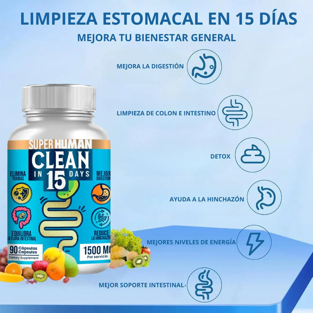 Clean15™ –  Limpieza Estomacal Profunda en 15 Días con SuperHuman