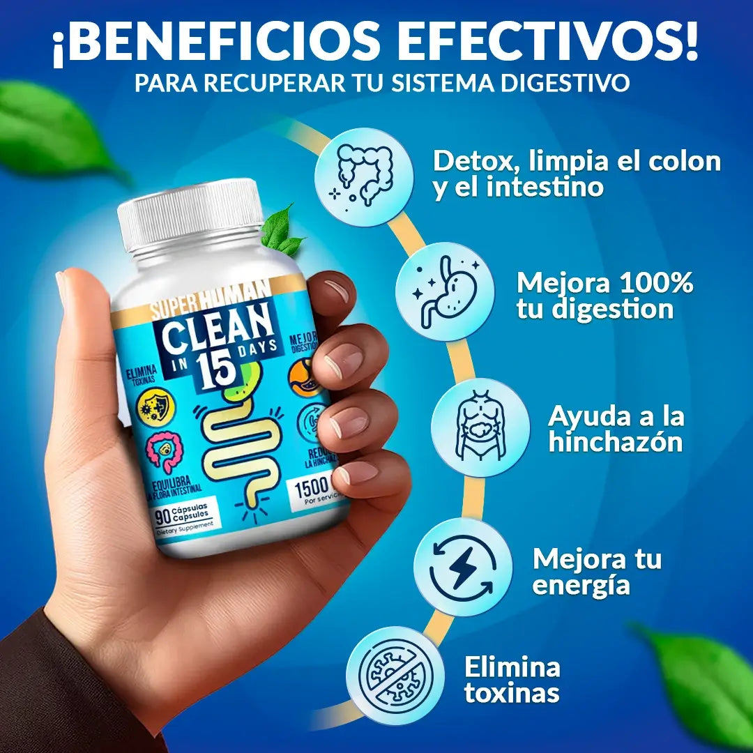 Clean15™ –  Limpieza Estomacal Profunda en 15 Días con SuperHuman